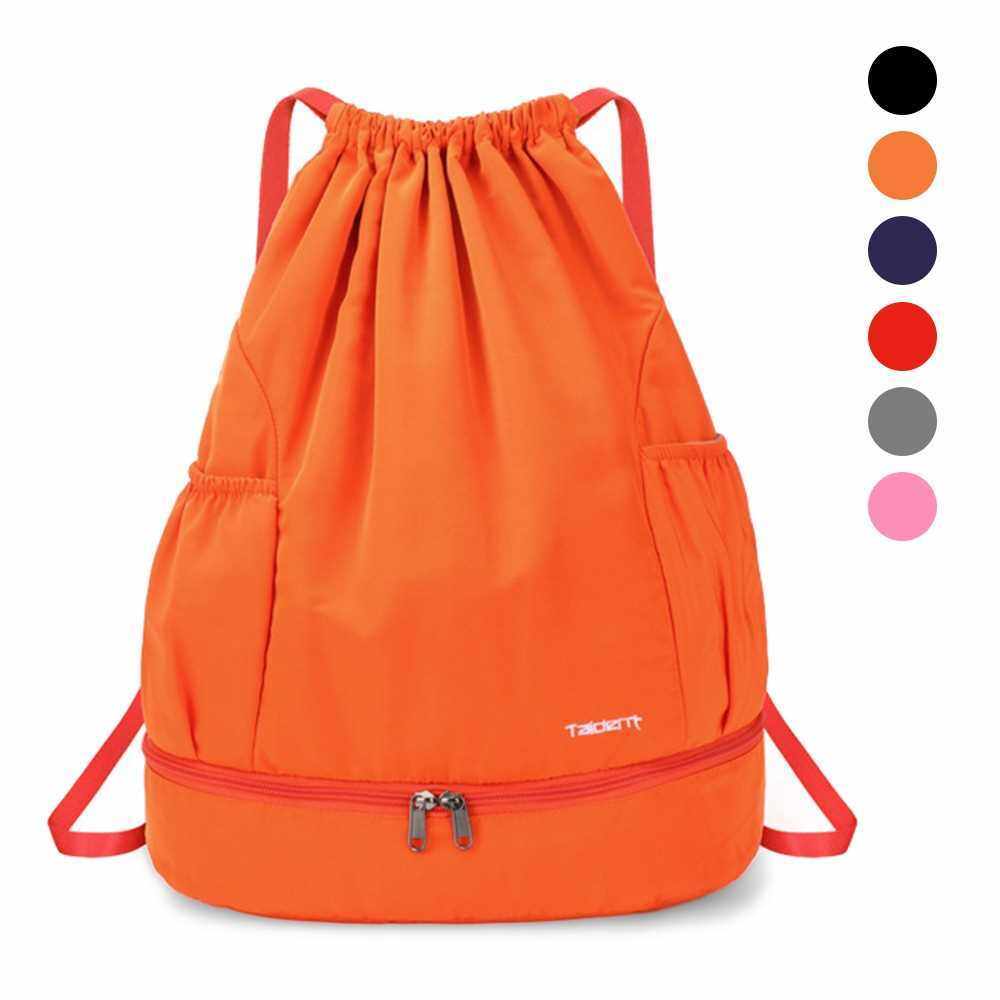 Foldable Drawstring Backpack Sports Gym Bag with Wet and Dry ...