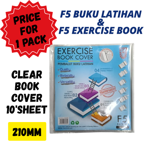 Lion Clear Book Cover/F5 Pembalut Buku Latihan/Exercise Book Cover (10sheets/pkt) Book F5 2140cps
