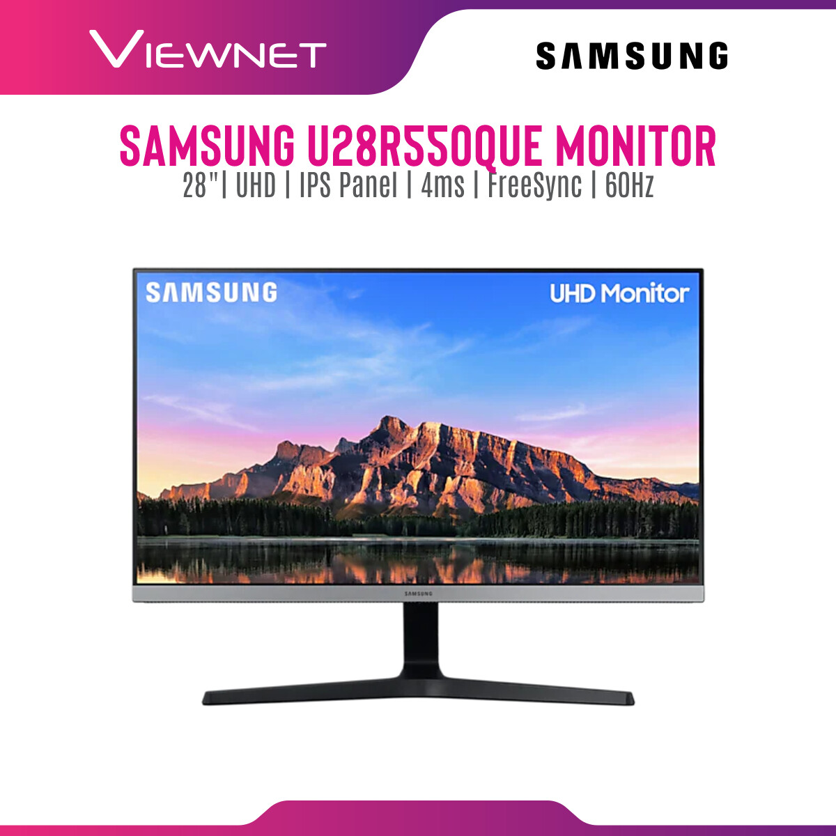 Samsung U28R550UQE Flat 28" UHD Monitor (LU28R550UQEXXS)(IPS Panel, 4K UHD, 4ms(GTG), HDR10, Vesa, FreeSync, 60Hz)