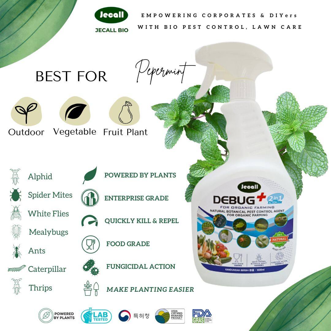Jecall Bio Debug+ 2in1(1L) / Natural Insects Spray for Organic Farming / Racun Serangga Organik Tanaman / 2 in 1 With Fungicidal Action / Aphids / Mealybugs / Red Spider Mites / Thrips
