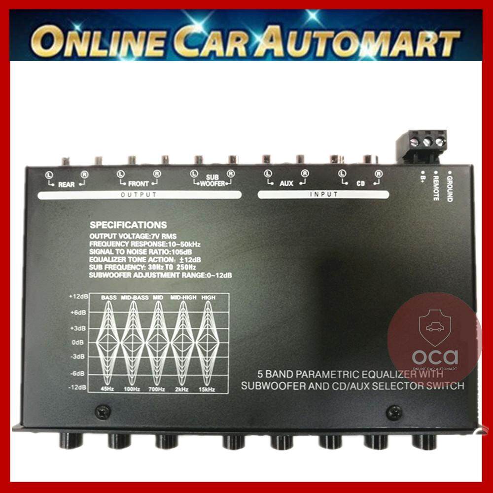 BOSOKO 5 Band Car Audio Pre Amp/ Preamp Parametric Equalizer with