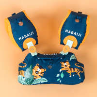 Nabaji 2IN1 15to30kg Blue Tiger  Print Kid Baby Progressive Swim Armbands x1 Children Waistband Swimming Accessories