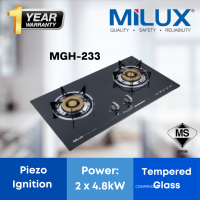 (FREE SHIPPING) MILUX 2 Burner Tempered Glass Premium Built-In Gas Hob MGH-233 /MGH-332 / MGH-222 Dapur Gas
