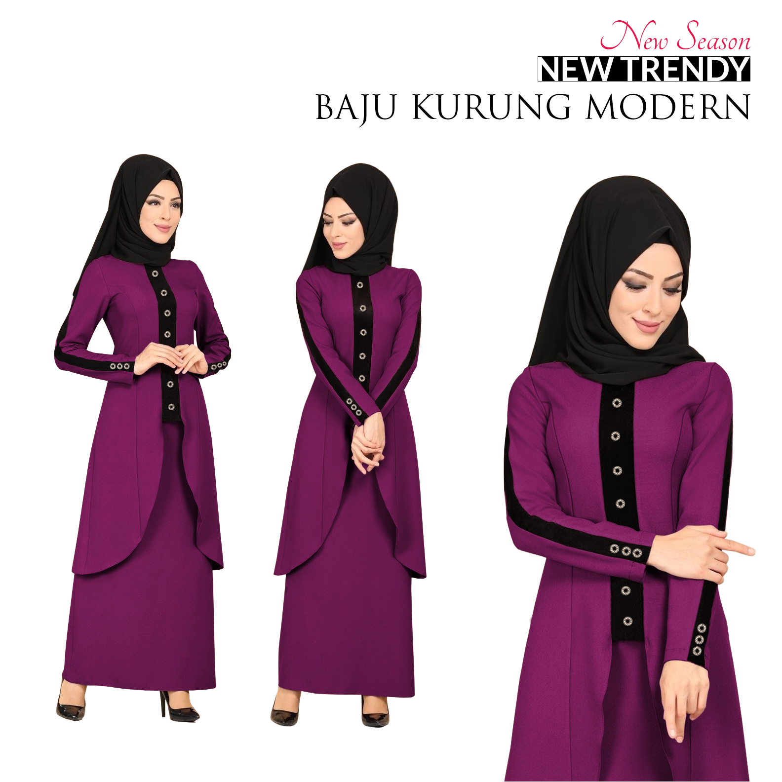 New Collection New Season Trendy Baju Kurung Modern for Muslimah READY STOCK HOT ITEM Terbaik