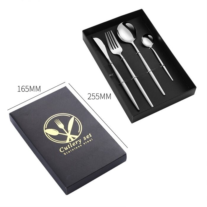 4 Pieces/Set Stainless Steel Cutlery Set With Gift Box Dinnerware Set Flatware Fork Spoon