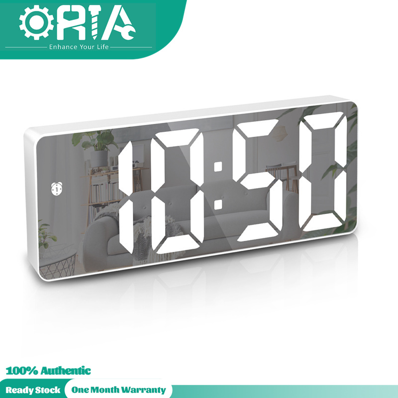[Local Stock]ORIA Digital Clock LED Alarm Clock Voice Control USB Table Clock 12/24H Format Snooze Function 3 Brightness Adjustable 3 Alarm Modes for Home Bedroom Office