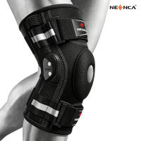 NEENCA Hinged Knee Brace Removable Thickened Aluminum Hinges Support Gel Patella Pad Dual Adjustable Velcro Straps Breathable Perforated Fabric 360° Stability Knee Support for Sports Workout Daily Use Single Unit