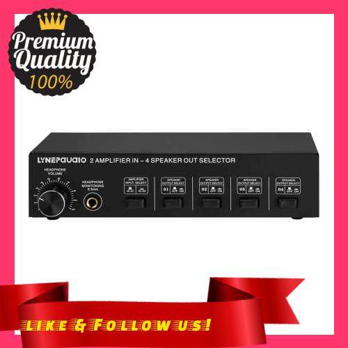 People's Choice LINEPAUDIO 2 in 4 Out Speaker Selector Switch Box 4 Zone Amplifier and Speaker Selector with Volume Control Banana Jack 6.5mm Earphone Jack (Standard)