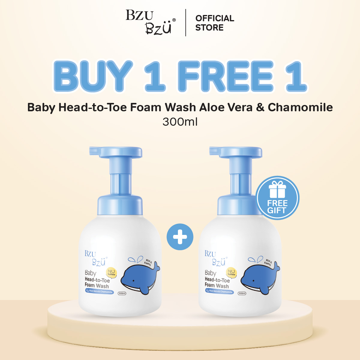 [Buy 1 Free 1] BZU BZU Head to Toe Foam Wash Aloe Vera & Chamomile (300ml)