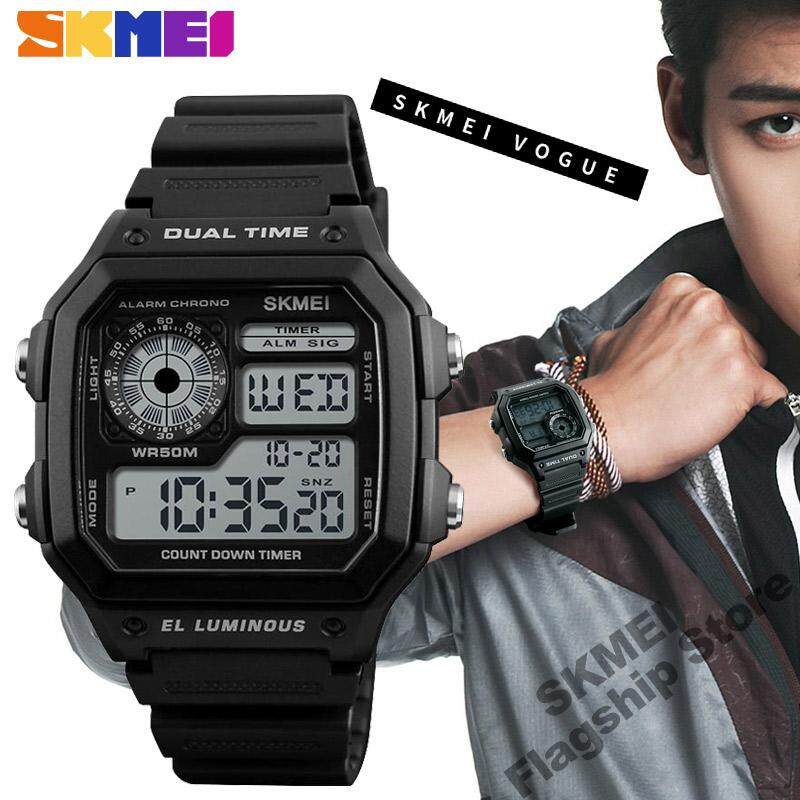 SKMEI New Men Sports Watches Digital Outdoor Watch LED Electronic Countdown Waterproof Wristwatches Men Clock 1299