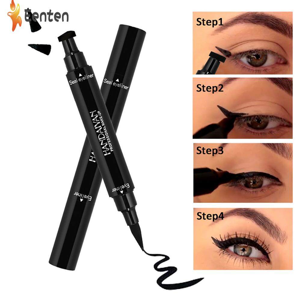 Eenten 2 In 1 Waterproof Triangular Stamp Eyeliner Pencil ,Beauty Comestic Eye Liner Liquid Makeup Pen