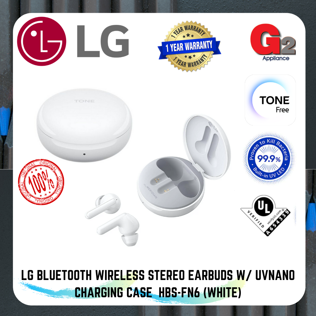 LG Bluetooth Wireless Stereo Earbuds with UVnano Charging Case HBS-FN6-LG Warranty Malaysia