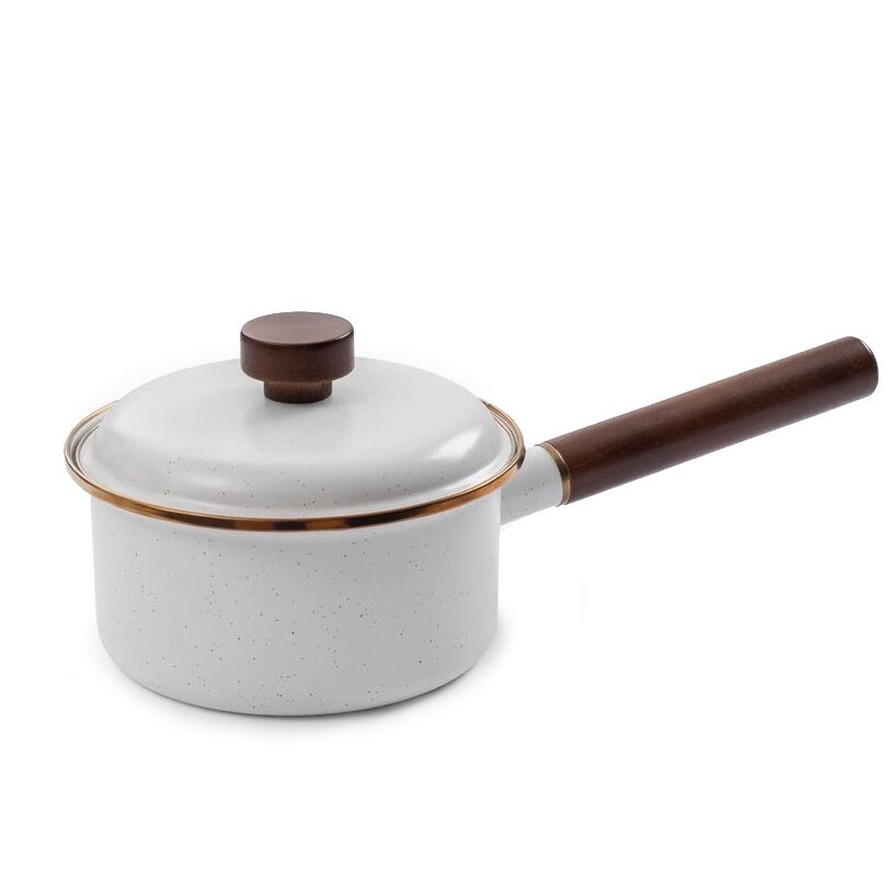 BAREBONES Enamel Saucepan - Quick Heating Stainless Steel Enamel Cookware Soup Pot