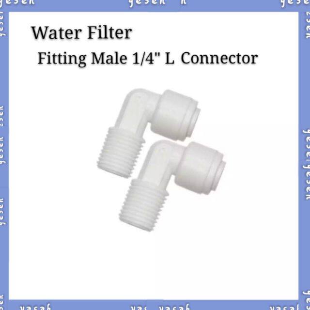 Water Filter Fitting Male 1/4" L Connector (2pcs)
