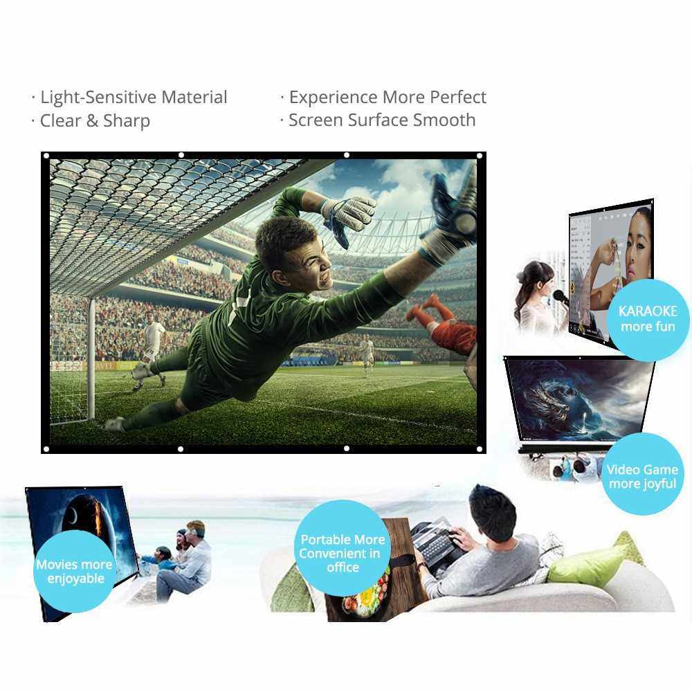 H120 120'' Portable Projector Screen HD 16:9 White 120 Inch Diagonal Projection Screen Foldable Home Theater for Wall Projection Indoors Outdoors (Standard)