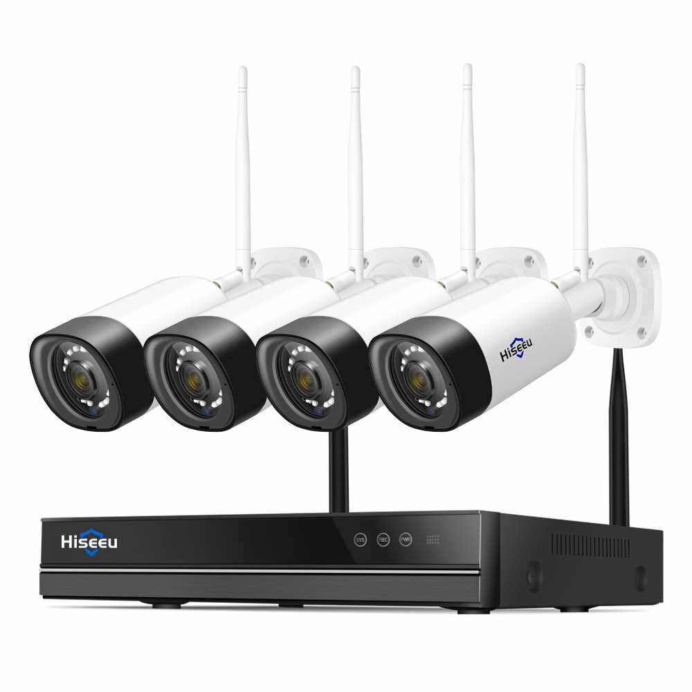 8 Channel 2MP Wireless WiFi Security Camera System NVR Kit with 4pcs Outdoor Waterproof IP Cameras Plug and Play Remote View Motion Detection Night Vision(Hard Drive not Included) (Type 2)