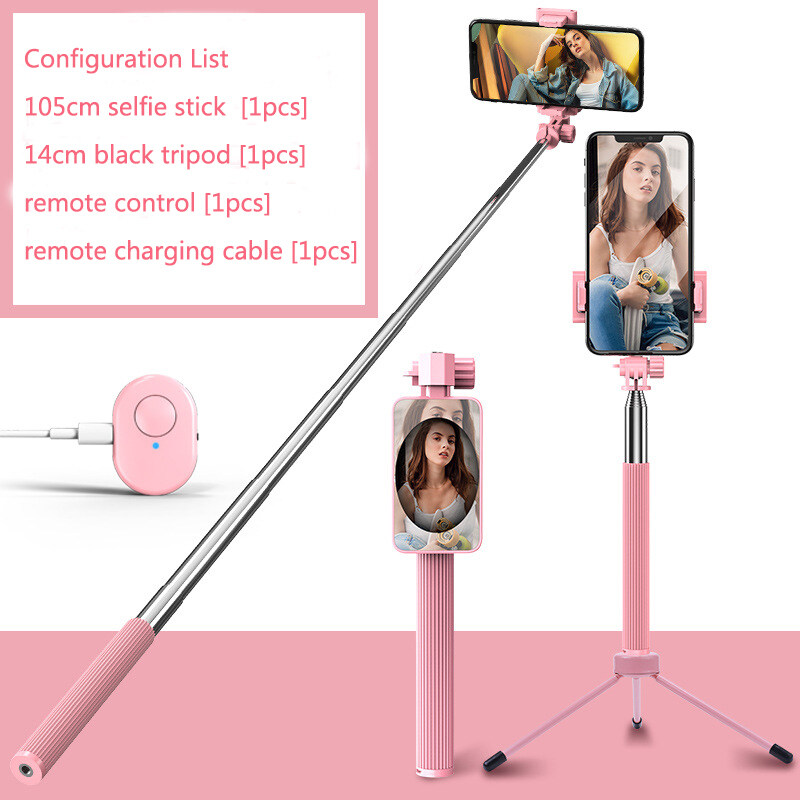 High-value Portable Large Mirror 360 Degree Rotating Stable Tripod with Wireless Bluetooth Remote Control Mobile Phone Universal Selfie Stick
