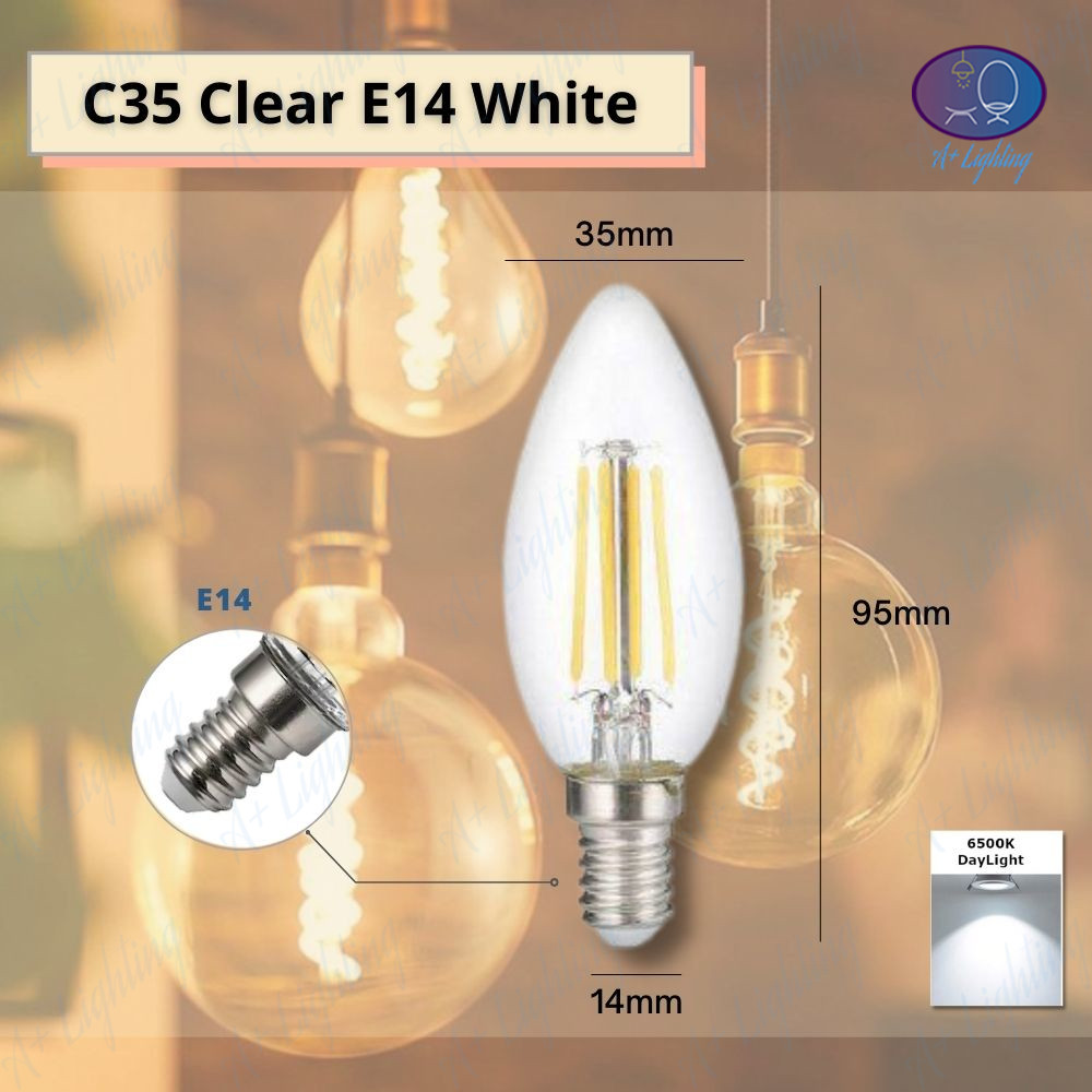 C35 LED Edison Light Bulb 4W LED Bulb E14 E27 Energy Saving Candle Bulb Chandelier Light Filament Bulb Mentol Lampu 灯泡