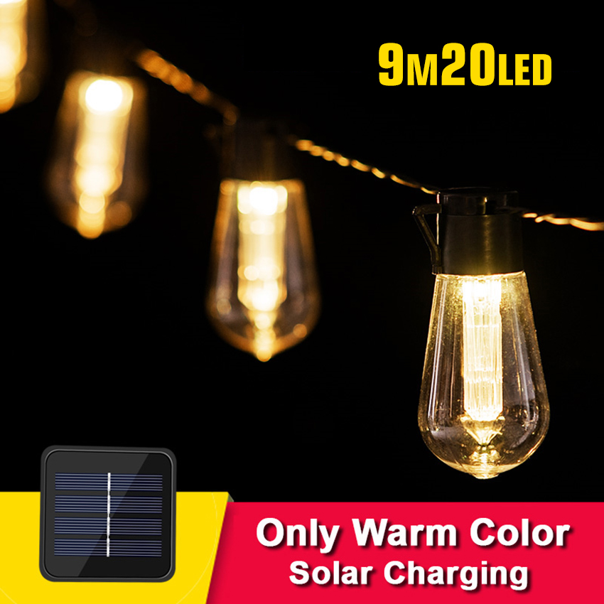 LED Solar String Light S14 Lamp Bulb Outdoor Light Waterproof For Courtyard Porch Party Wedding Bedroom Christmas Decoration Light