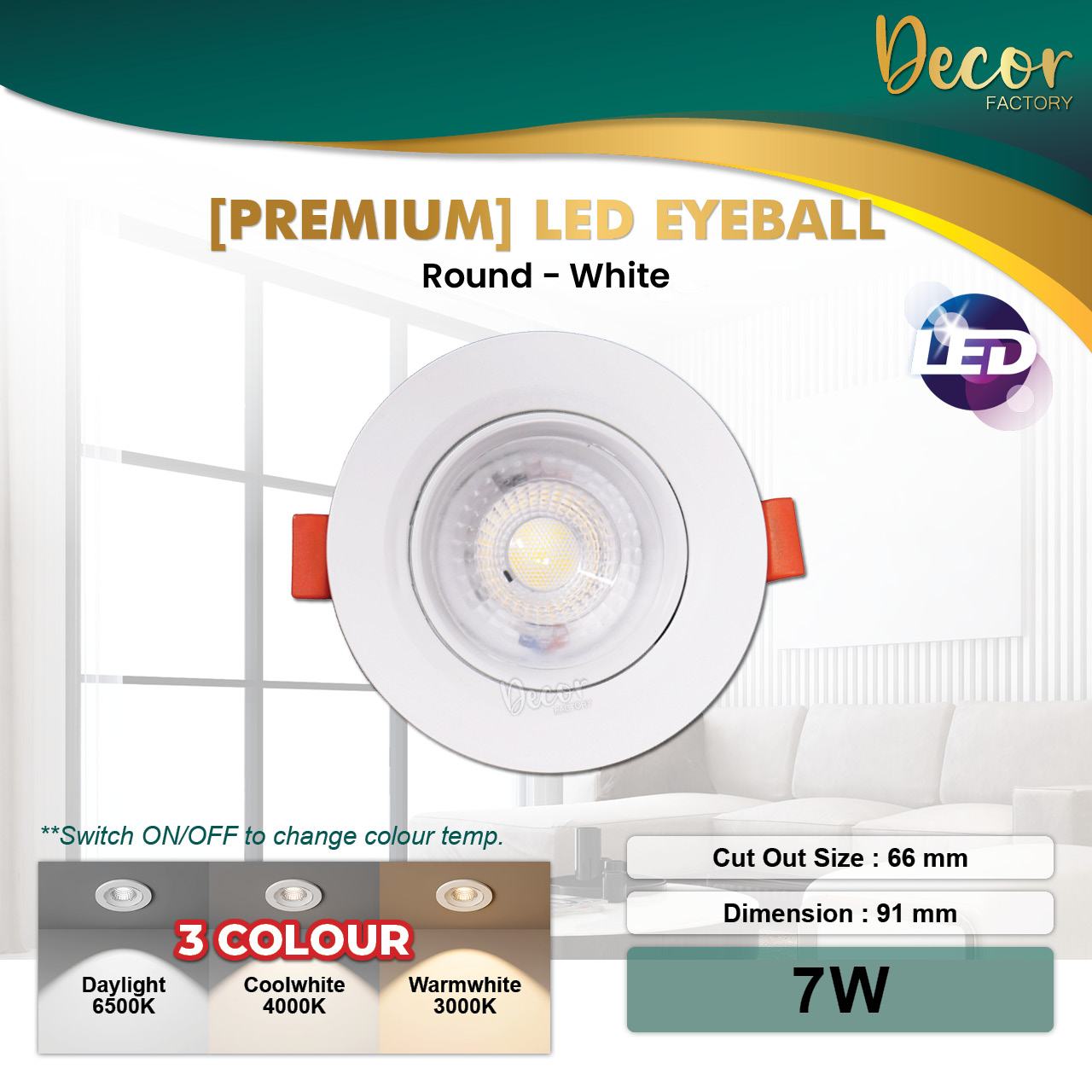 🔥SIRIM 3 Years Warranty🔥3W 5W 7W 10W LED Eye ball LED Recessed Eyeball 3 Colour Spotlight Round LED Downlight Spotlight