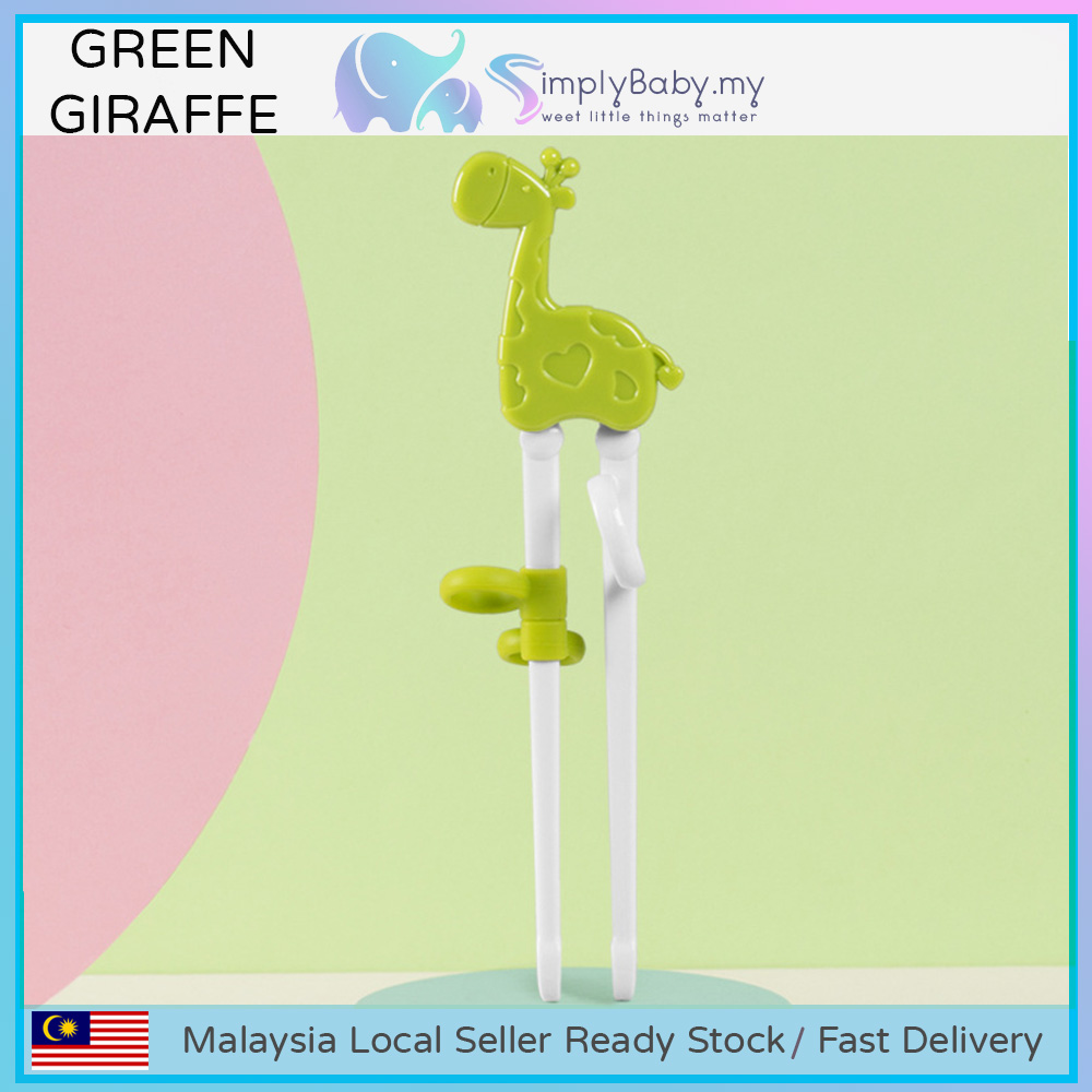 SIMPLYBABY Training Chopstick Kids Toddler Baby ABS Plastic For Beginner Learning Giraffe Bear Elephant Flat & Waved Tip