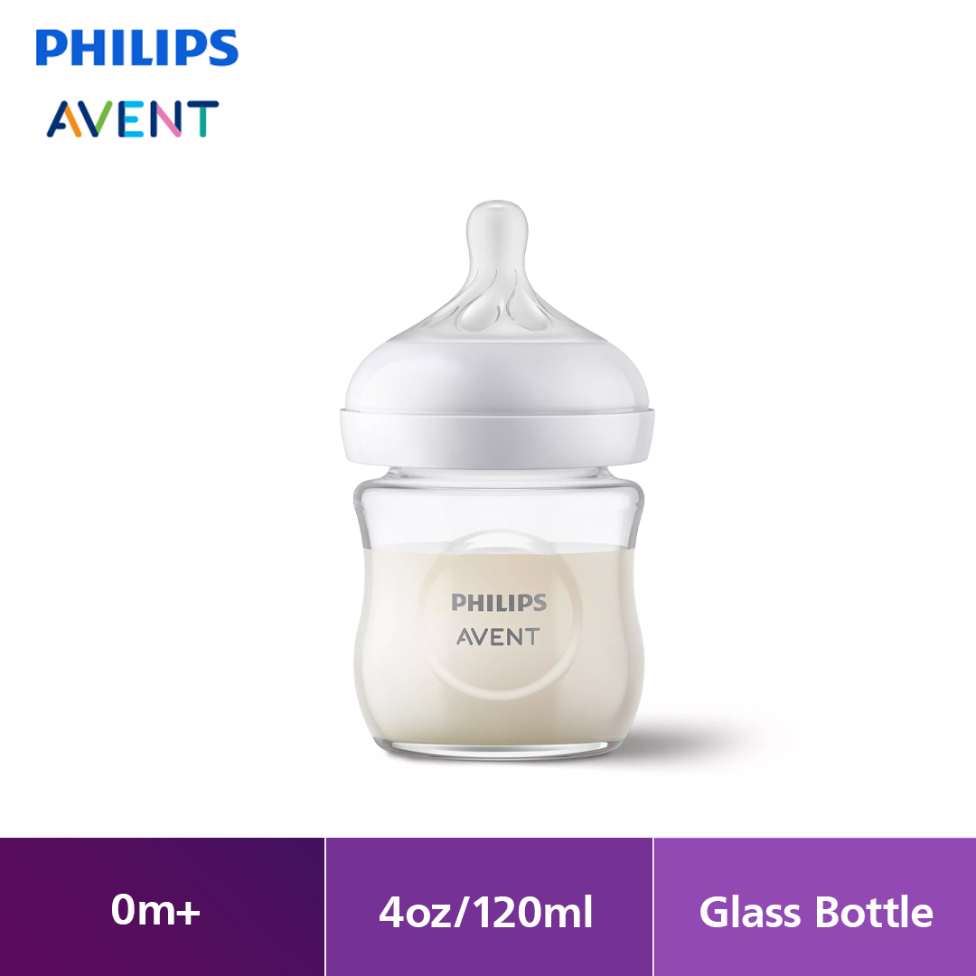 [New] Philips Avent Natural Response Glass Baby Bottle 0m+ (4oz/120ml) SCY930/01