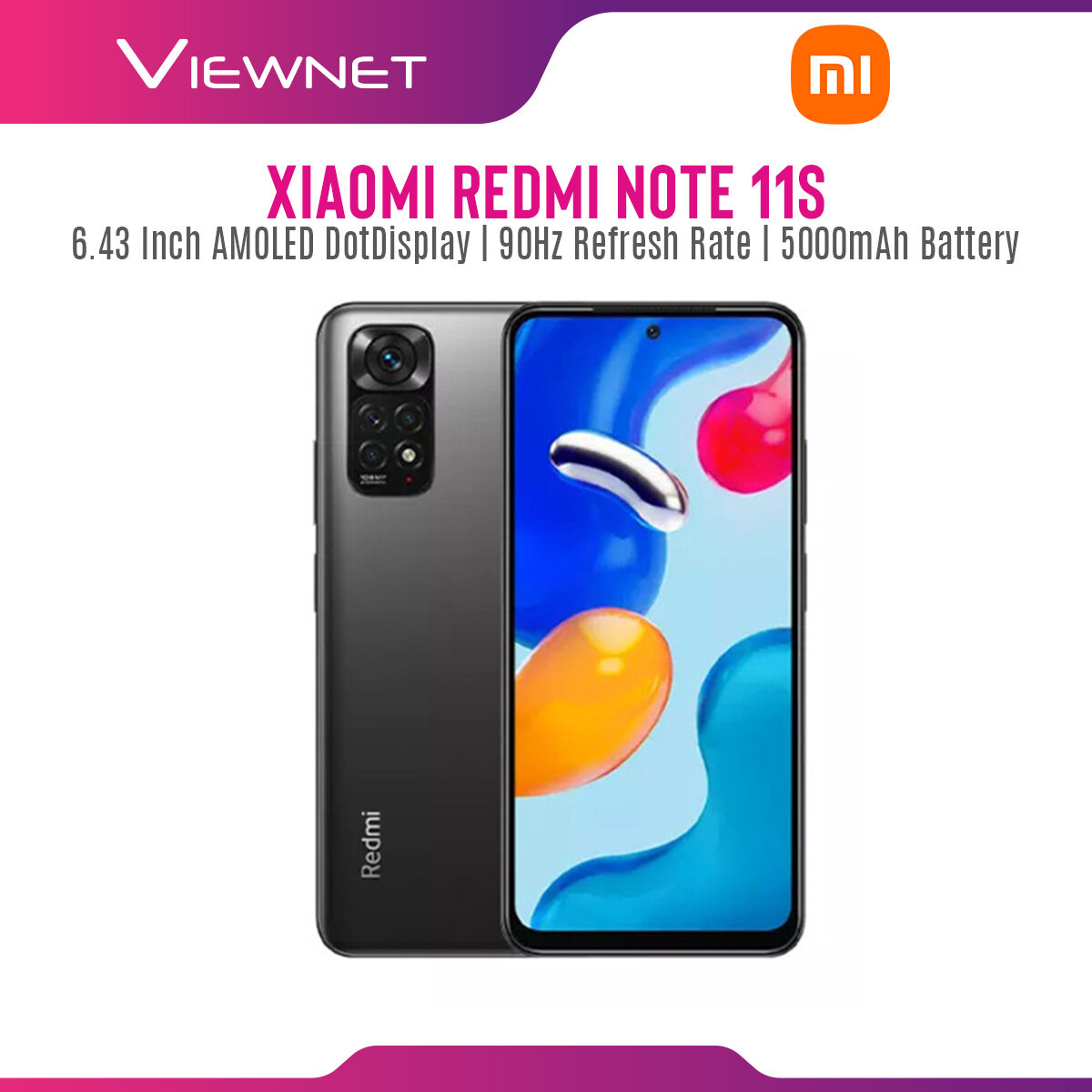 Xiaomi Redmi Note 11S 4G (8GB+128GB) ORIGINAL Smartphone FHD+| 108MP | 90Hz Refresh Rate Display | 5000mAh Battery and with 1 Year XIAOMI Malaysia Warranty ( Graphite Gray ) 