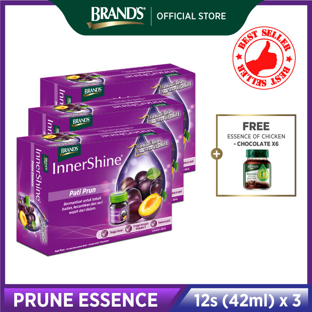 InnerShine Prune Essence 12's (42ml) 3 packs + FREE BRAND'S Chocolate 6's (42ml) (Radiant Skin)