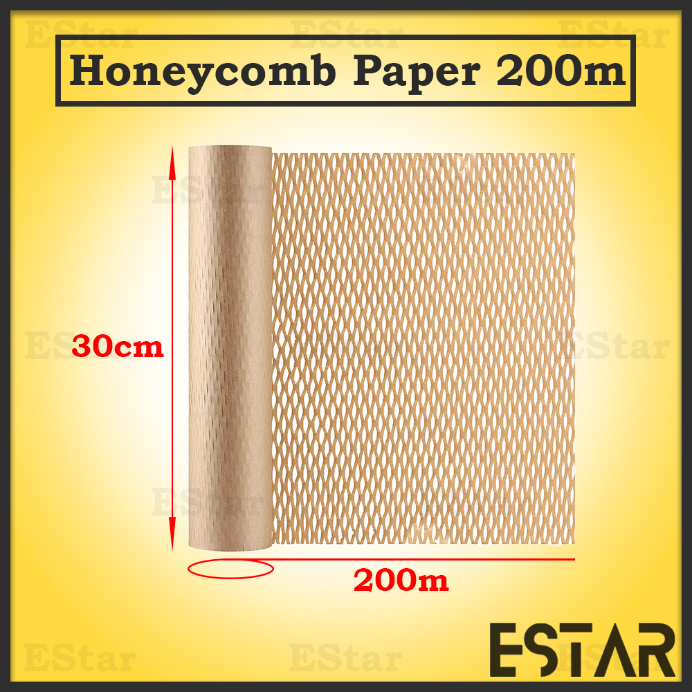 Eco-friendly Honeycomb Paper Wrap 200m - 20cm x 200m 30cm x 200m 40cm x 200m 50cm x 200m - Kraft Paper Gift Box Wrapper - Packaging Protection - Stationery & Craft HC02