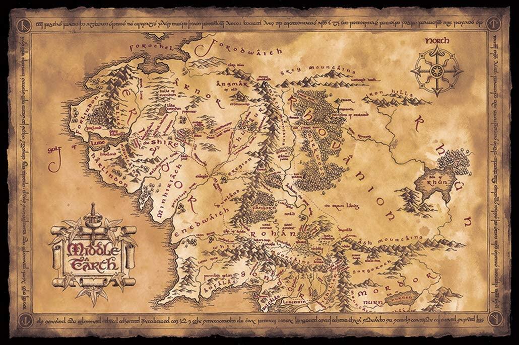 Phim The HobbitThe Lord Of The Rings PosterPrint Bản Đồ Middle Earth Phiên