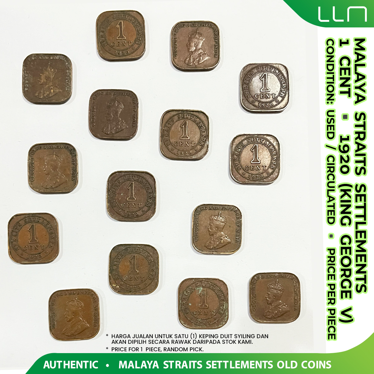 【OLD COIN】MALAYA / STRAITS SETTLEMENTS 1 CENT 1920 (KING GEORGE V)