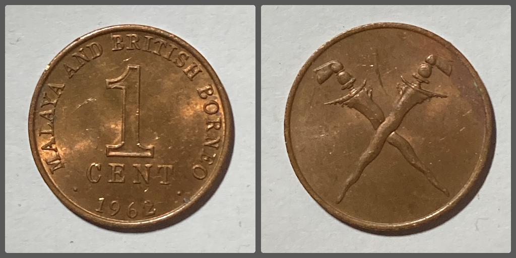 Malaya and British Borneo Coin 1 Cent 1962.