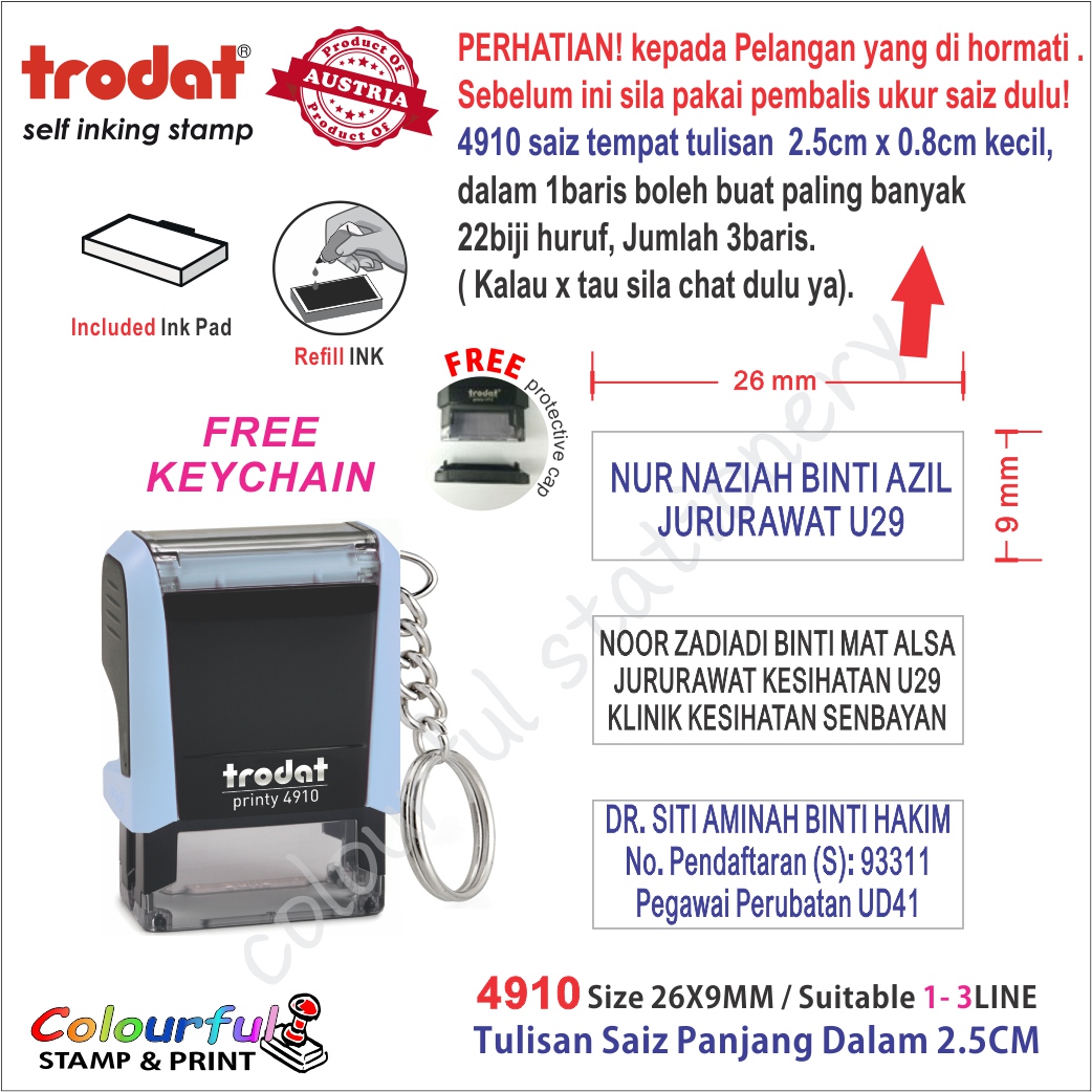 Trodat Self-inked Custom Made Rubber Stamp(Hospital Office School Company Stamp)4910/4911/4912/4913. Hight Quality