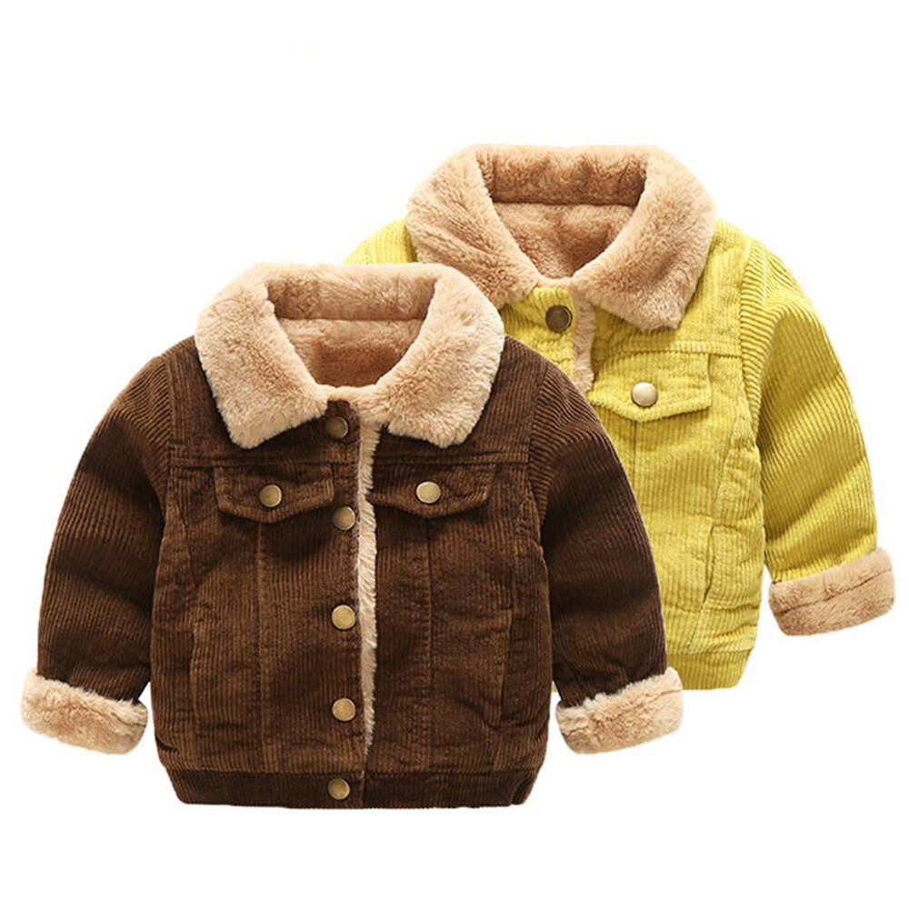 IENENS Winter Kids Boys Girls Coats Fashion Velvet Button Warm Tops