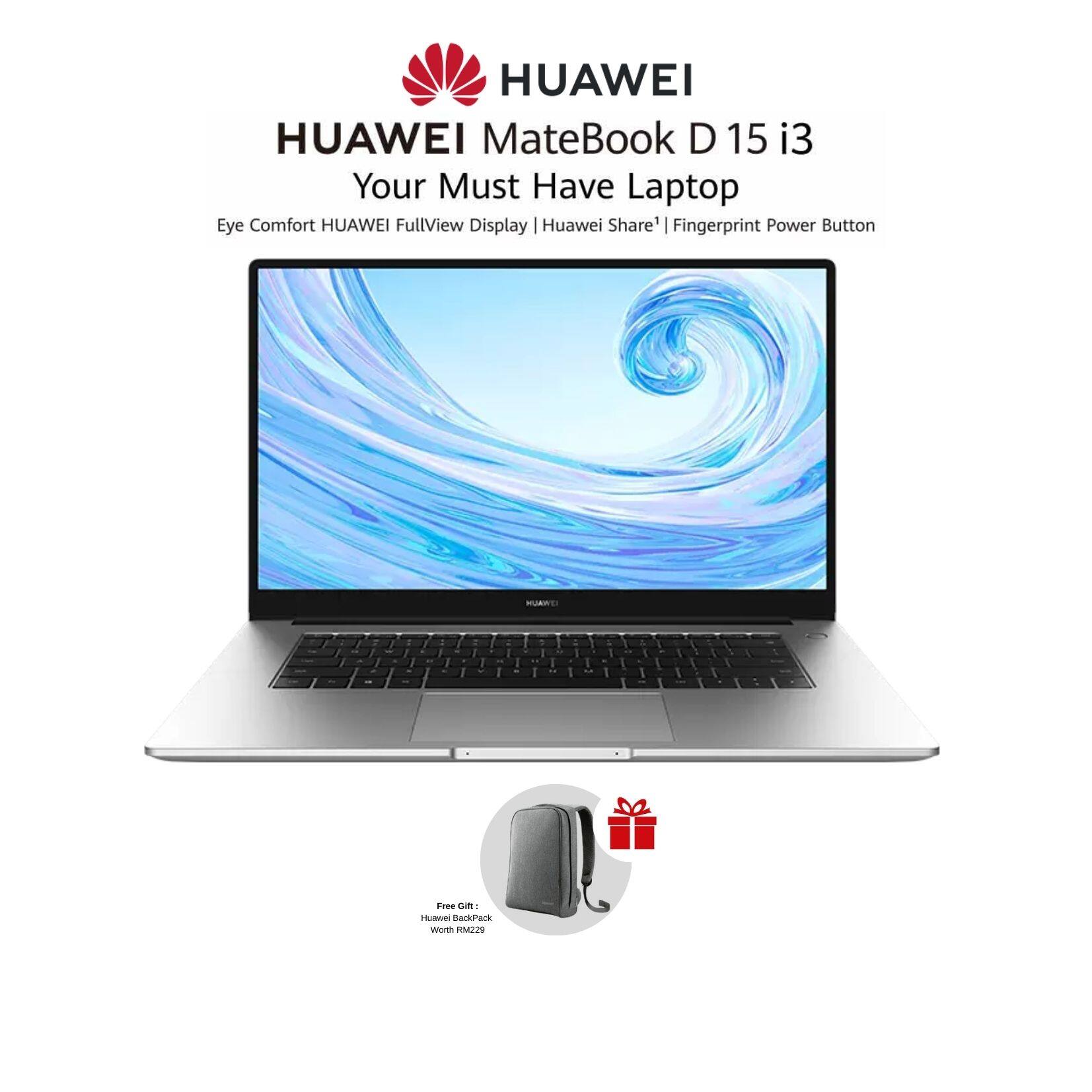 HUAWEI MateBook D 15 i3 Gen10 2021 [ 8GB + 256GB + Intel UHD ] Mystic Silver Laptop | FullView Display | Fingerprint Power Button | Fast Charging