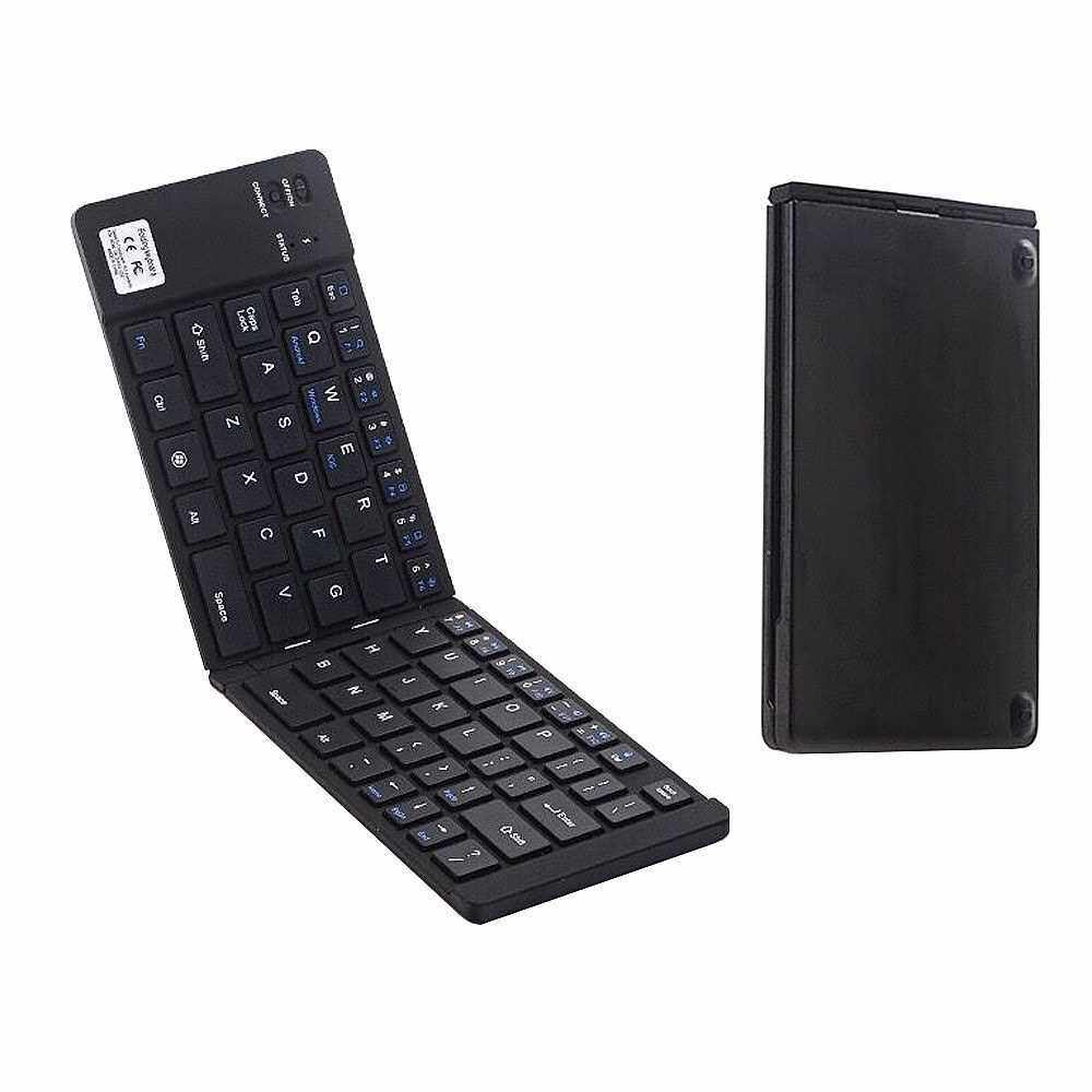 GK228 BT Wireless Keyboard 66 Keys Folding Mini Portable Office Keyboard with Stand for Phone/Tablet/Laptop Black (Black)