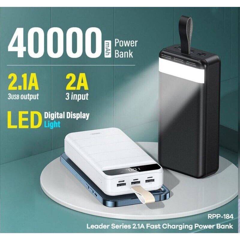 [ Big Sale ] (READY STOCK)ORIGINAL REMAX 40000mAh RPP-184 Leader Series Power Bank with LED Light Powerbank