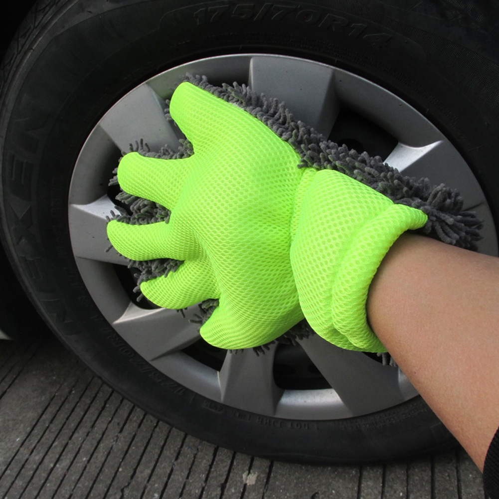 Găng tay rửa xe hơi găng tay rửa chenille dụng cụ 5 ngón làm sạch găng tay loại bỏ bụi chi tiết xe hơi phụ kiện xe hơi