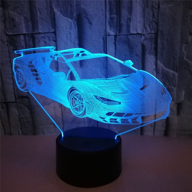 [ViVi trang trí] 3D Hologram đèn xe đẹp Acrylic 7 thay đổi màu sắc đèn ban đêm bé Công tắc cảm ứng đèn màu LED Đèn Để Bàn USB bầu không khí  Label Maker & Tape