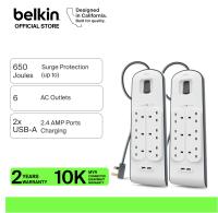 Belkin BSV604sa2M 2.4 Amp USB Charging 6-outlet Surge Protection Strip with 2 USB Ports - [SINGLE x 1unit]  [TWIN  x 2units]