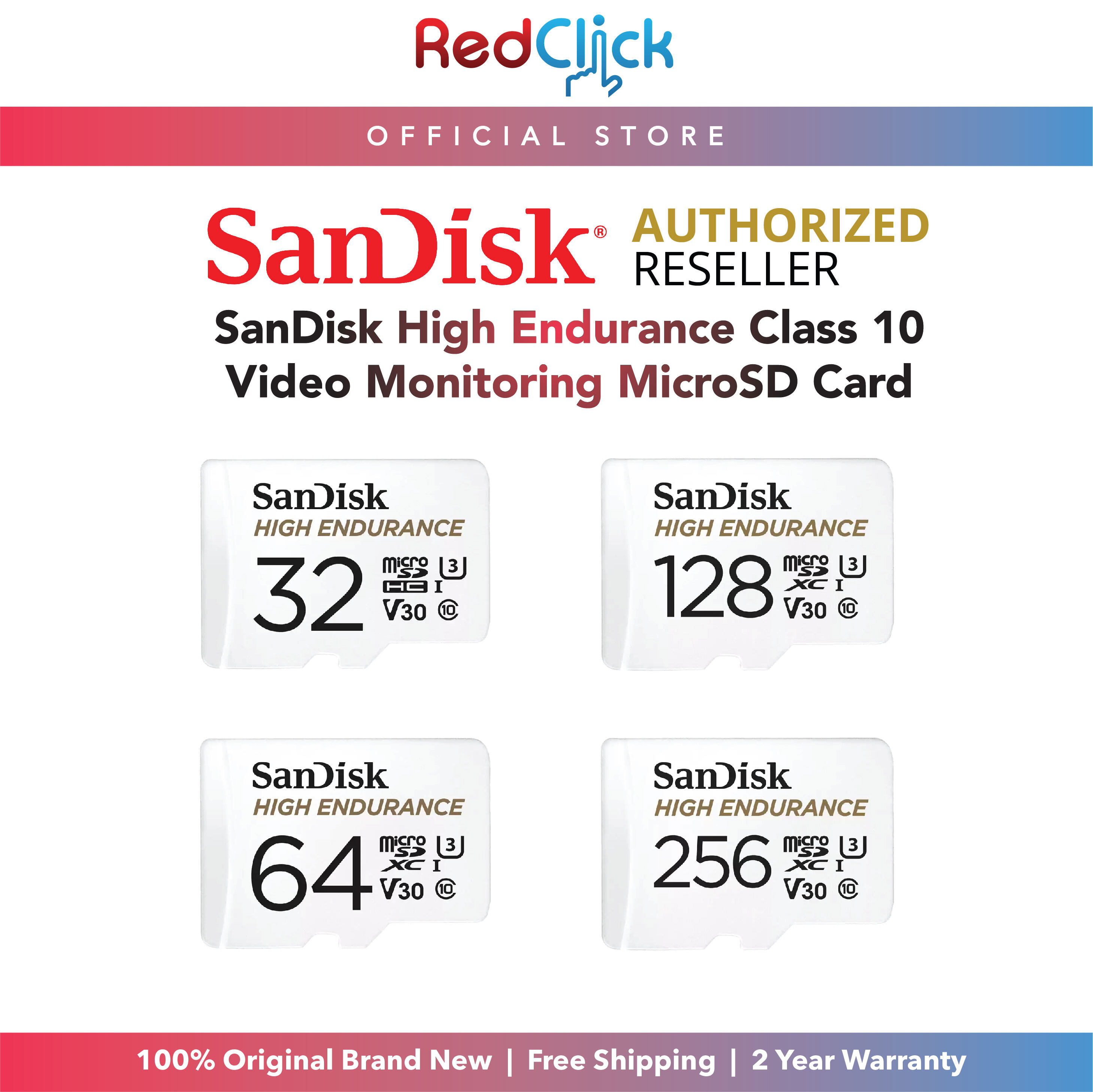 Sandisk Original 32GB /64GB /128GB High Endurance Class 10 Video Monitoring MicroSD Card