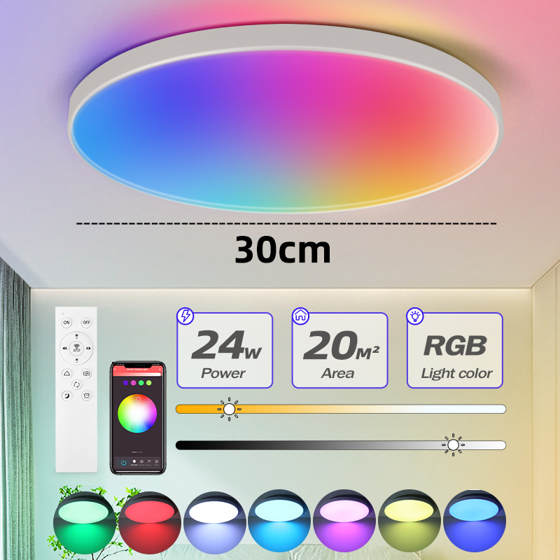 LED Ceiling Light Remote Control 3 Color Lamp Stepless Dimming