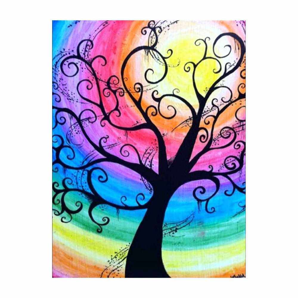 12*16 Inch Trees DIY 5D Diamond Painting Kit Full Drill Diamond Painting Acrylic Rhinestone Mosaic Painting Craft Home Wall Decor Gift Frameless (Purple)