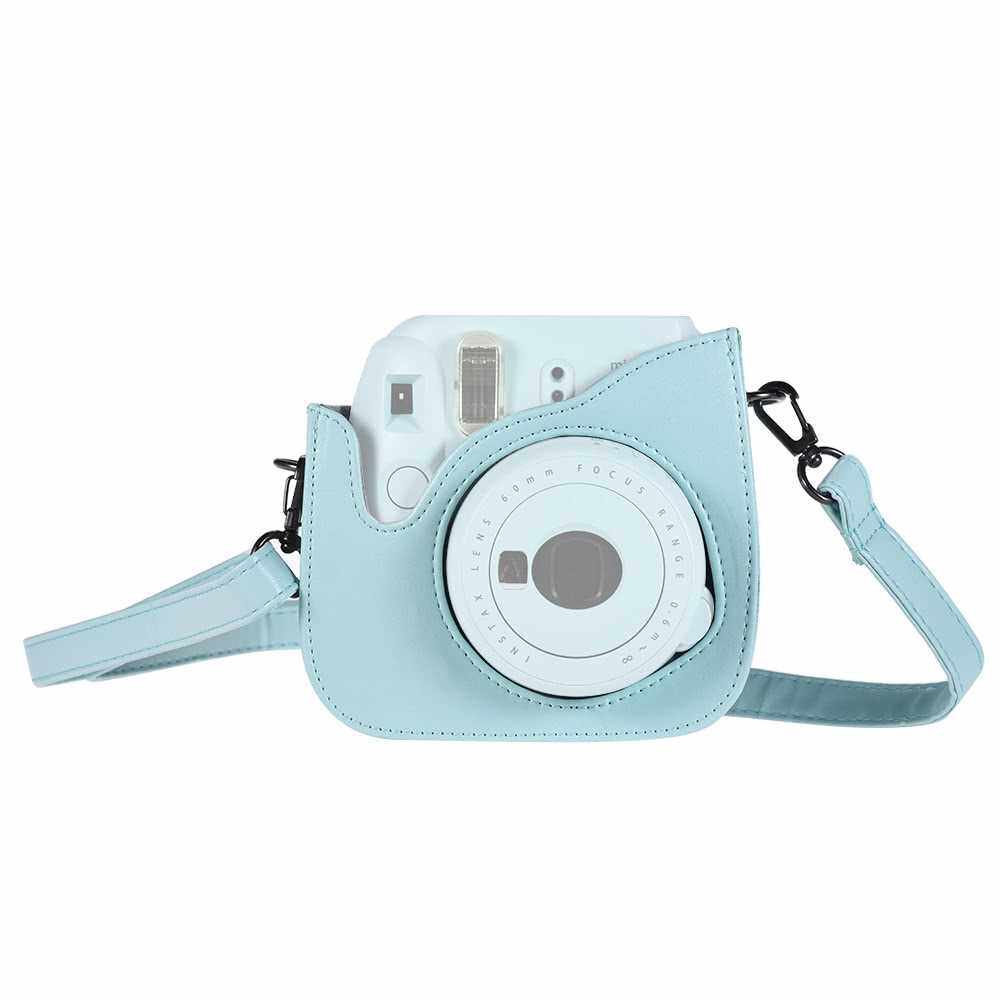 Andoer PU Instant Camera Case Bag with Strap for Fujifilm Instax Mini 9/8/8+/8s Smokey White (Dark Blue)