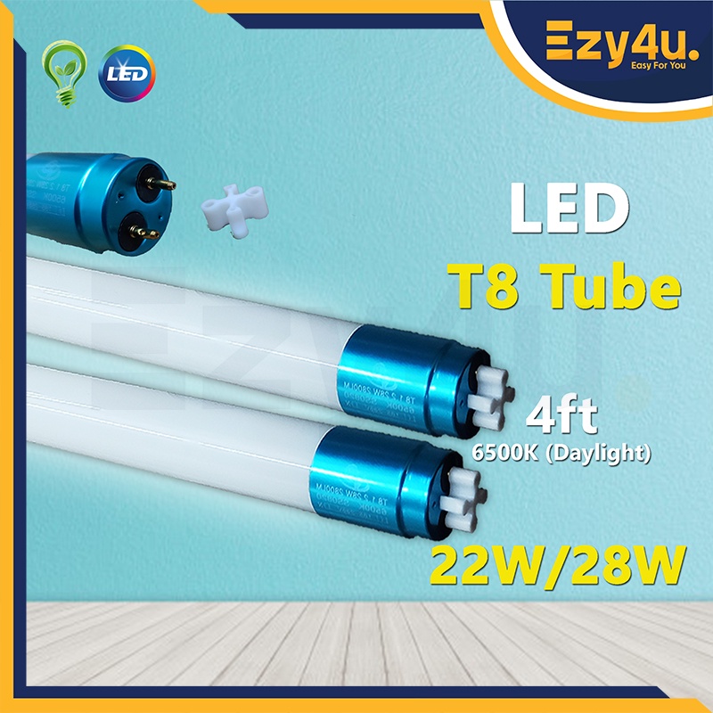 T8 LED Tube 22W 28W 30W Daylight 6500K 4Kaki 4FT Lampu Kalimantan LED Jimat Elektrik Lampu Panjang Terang 4Kaki