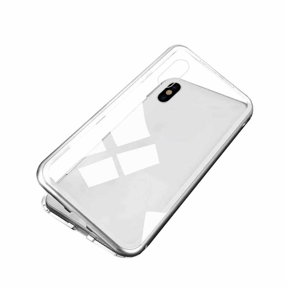 Magneto Magnetic Adsorption Case Clear Tempered Glass White Clear i-phone XS Max (White)