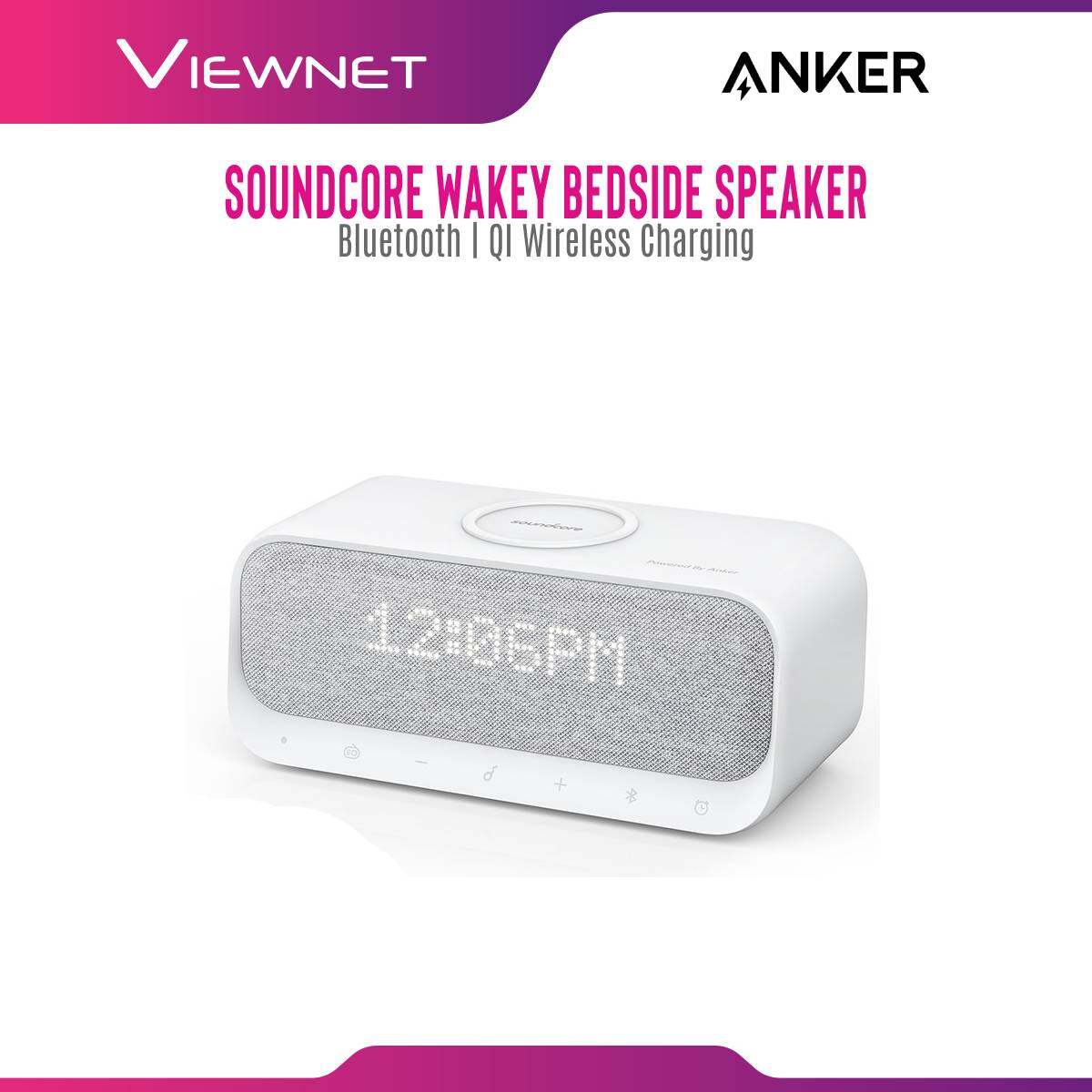 Anker Bluetooth Speaker SoundCore Wakey A3300 with Bluetooth 5.0 Connection, Alarm Clock, Stereo Sound, FM Radio, White Noise, Qi Wireless Charger
