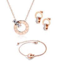 [ BUY 1 FREE 2 ] CELOVIS Athena Interlocking Pendant Necklace Bracelet & Earrings Set in 18K Rose Gold for Women