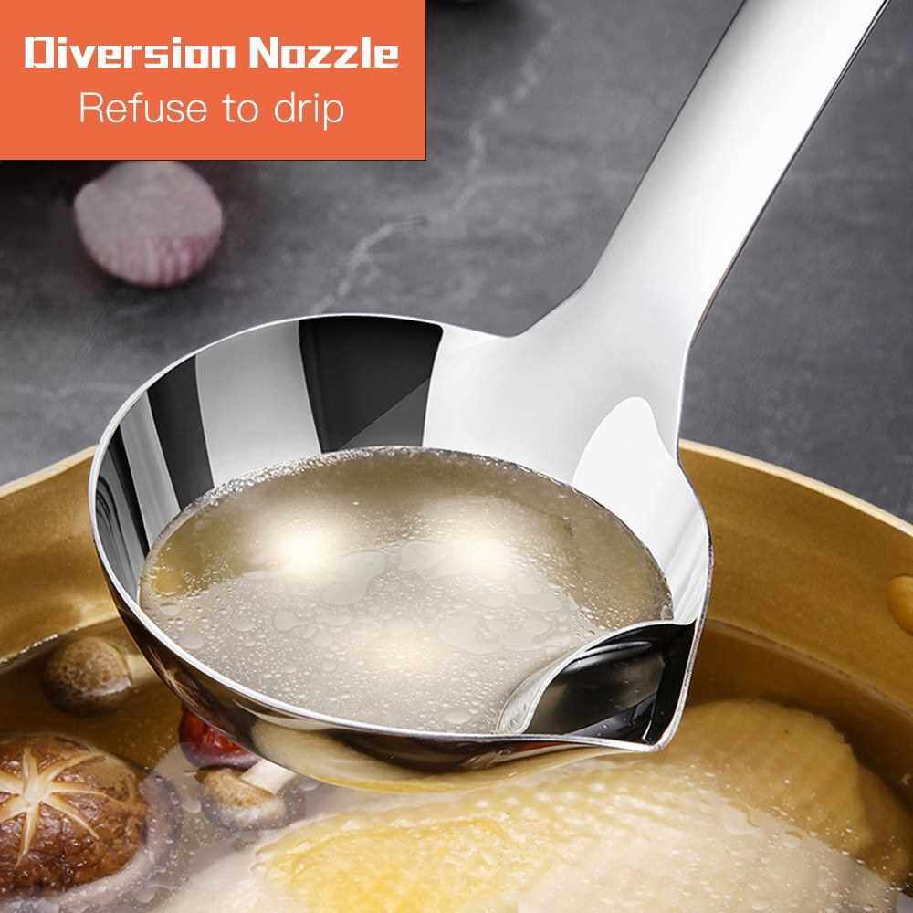 Soup Ladle Oil Fat Separator Stainless Steel Oil Filter Ladle Fat