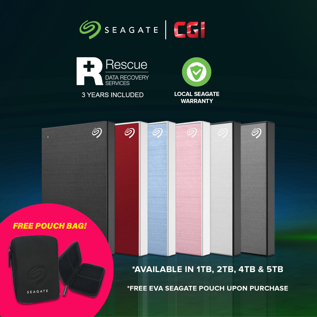 Seagate One Touch Portable External Hard Disk with Password Protection - 1TB/2TB/4TB/5TB (Black/Silver/Grey/Blue/R.Gold/Red)